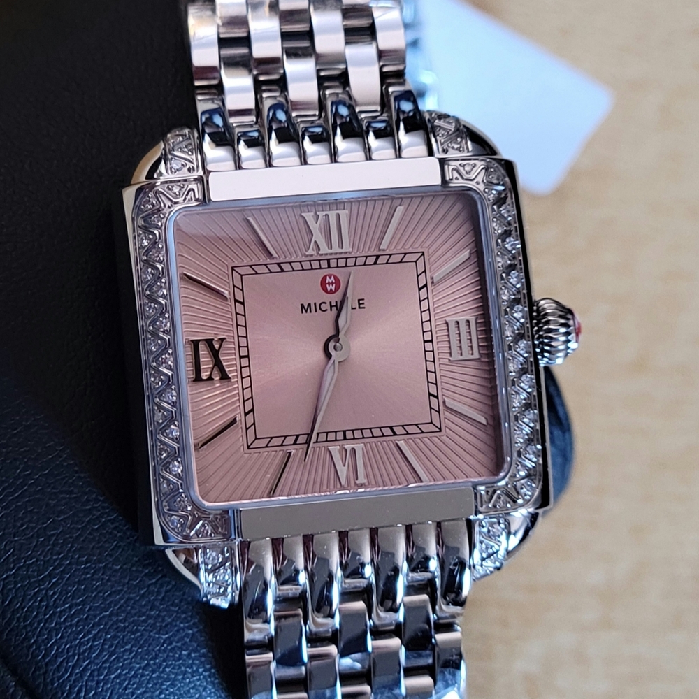MICHELE Milou Diamond Blush Dial Bracelet Watch
